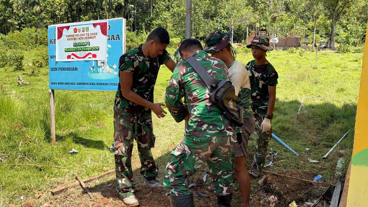 Sumur Bor TMMD ke-128 Kodim 1430/Konut, Nafas Baru Warga Desa Amolame